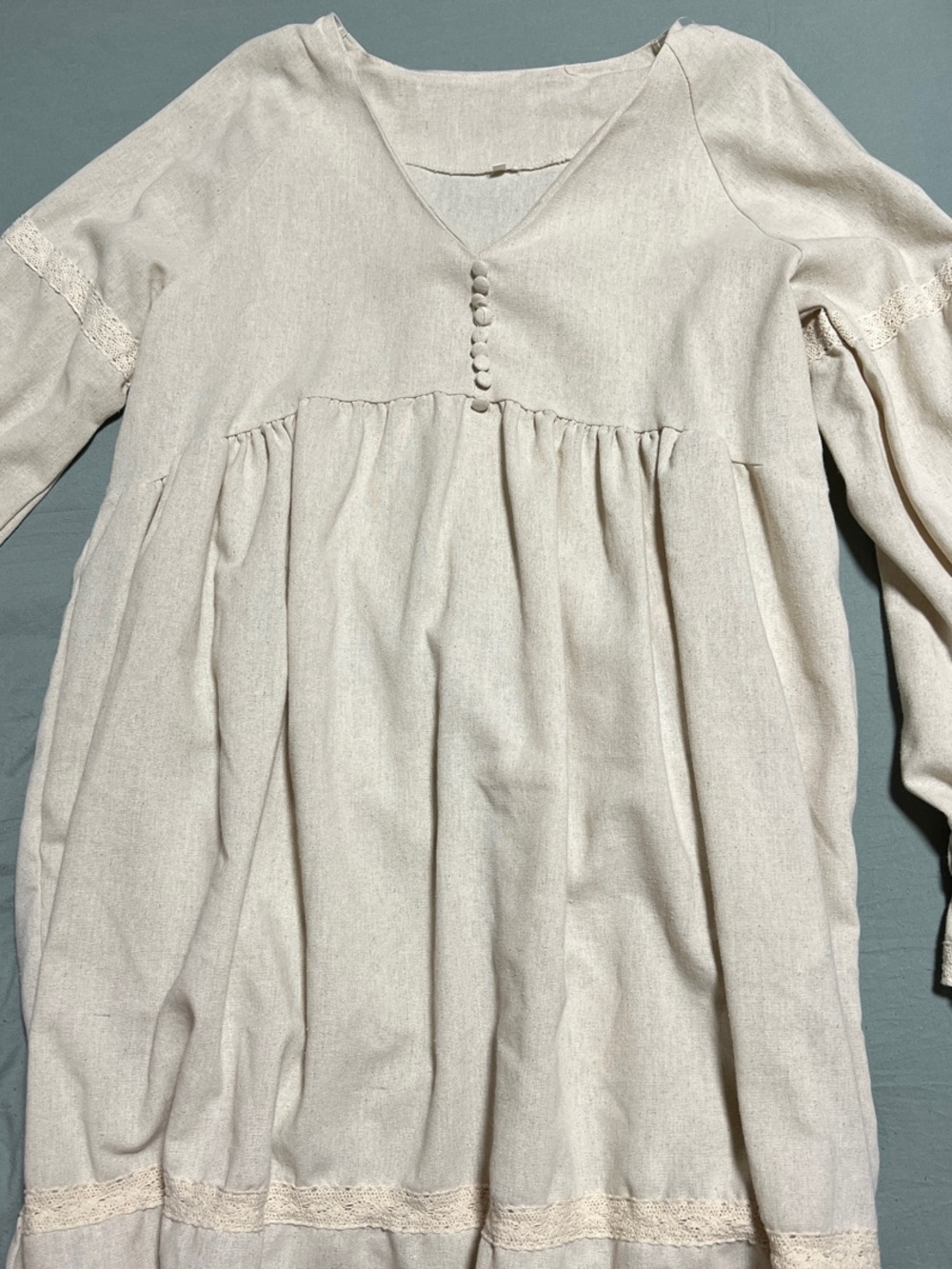 Cream Tunic Dress with Button Front Detail